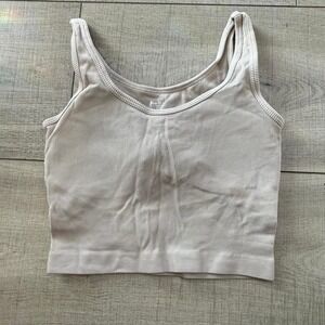 Beige Seamless Ribbed Crop‎ Tank Top - fits S/M